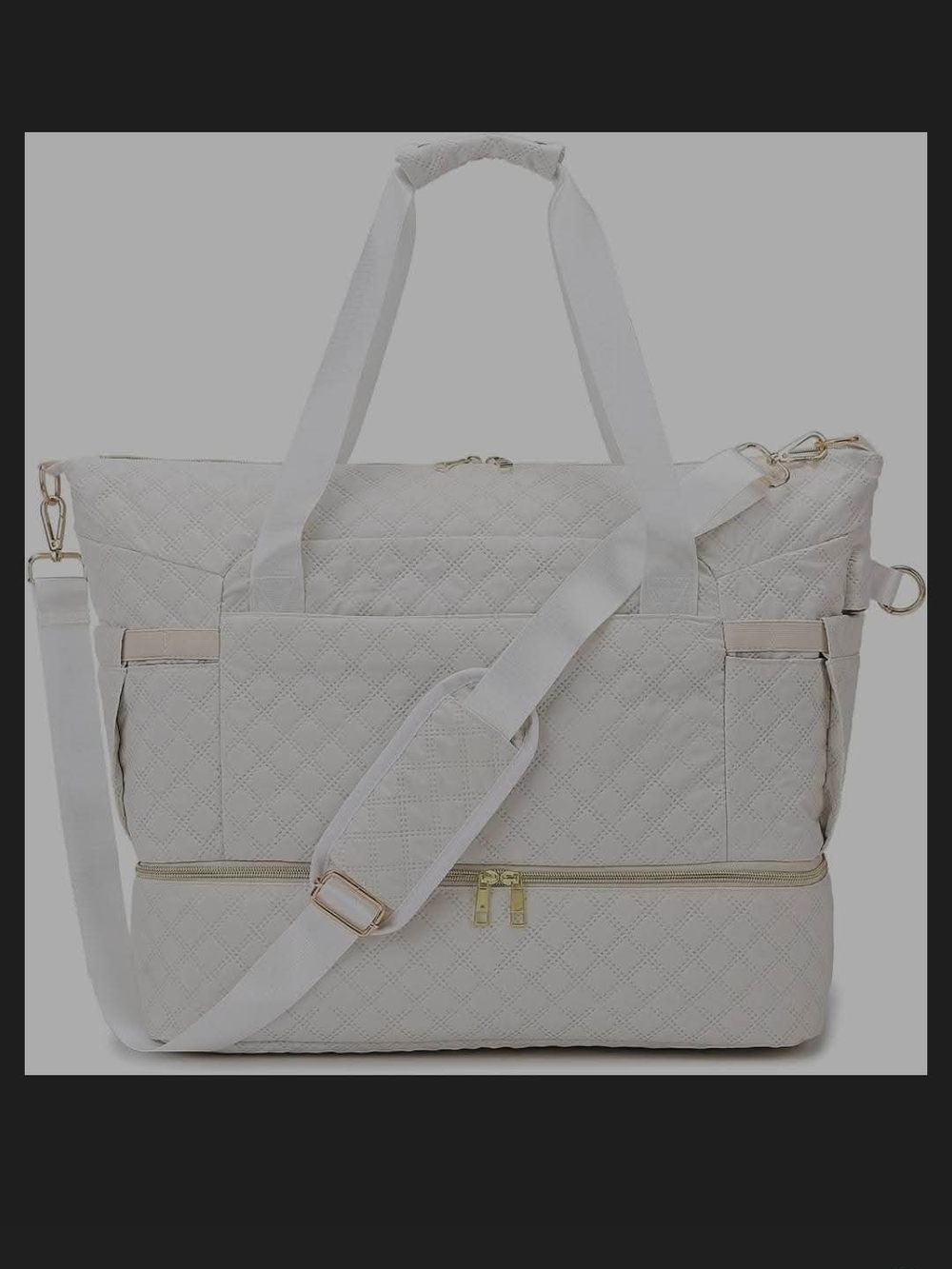 Quilted PINK Women’s Tote Bag with Gold Hardware And USB Port